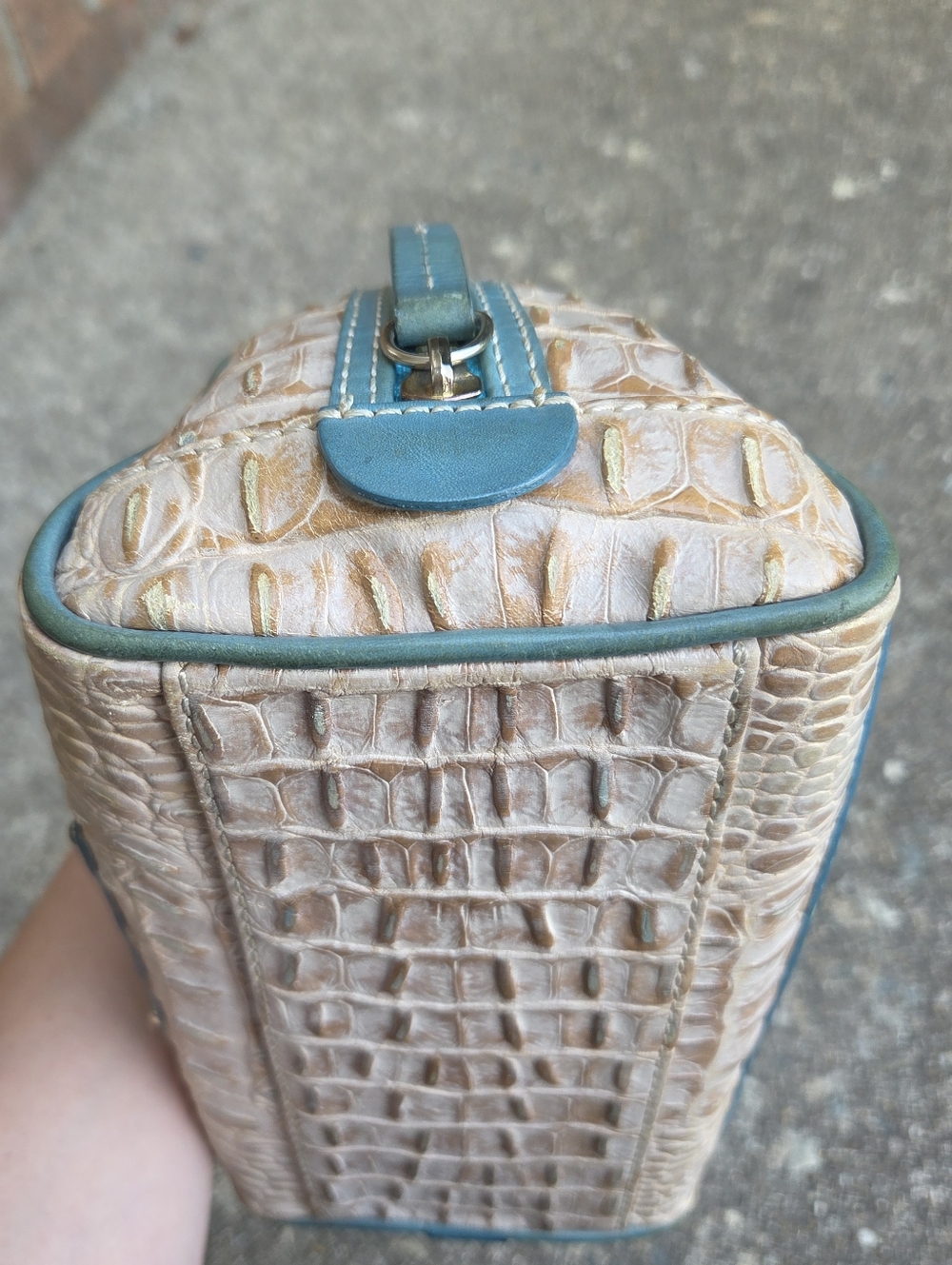 Dooney & Bourke Croc Mini Satchel Light Blue Trim| Throwback Mini Bag - Picture 8 of 14